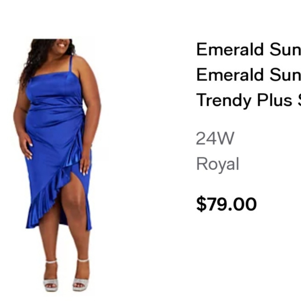 Royal Blue 24W Ruffle Midi Dress